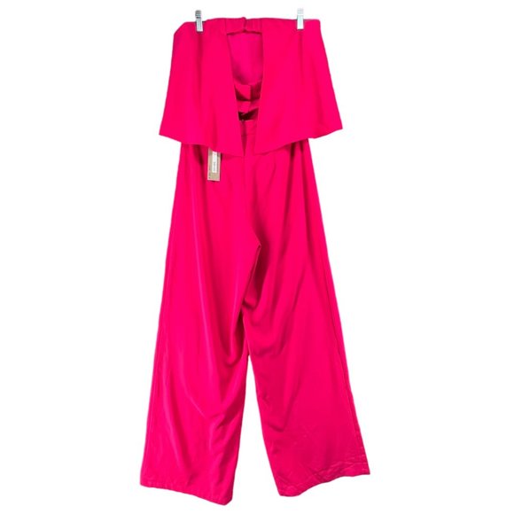 DO + BE Womens All My Life Jumpsuit Size M Pink Strapless Ruffle Wide Leg NEW - Picture 4 of 15